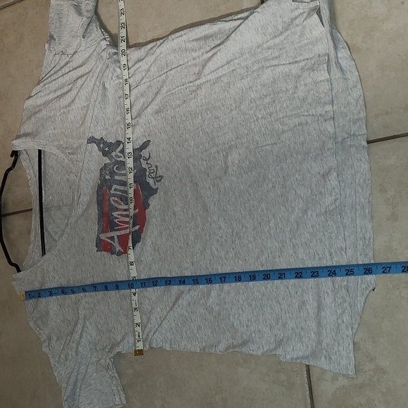 Old Navy Womens Boyfriend Light Heathered Gray Patriotic America Love Shirt Med - Picture 6 of 8